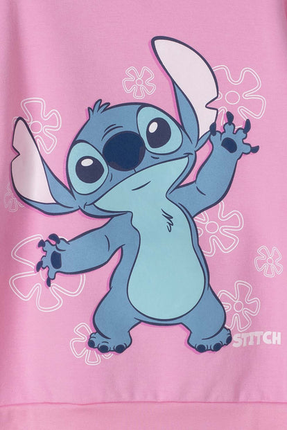 BUZO DE STITCH ROSADO CERRADO PARA NIÑA