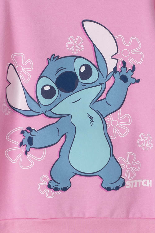 BUZO DE STITCH ROSADO CERRADO PARA NIÑA