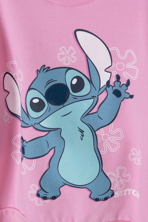 BUZO DE STITCH ROSADO CERRADO PARA NIÑA