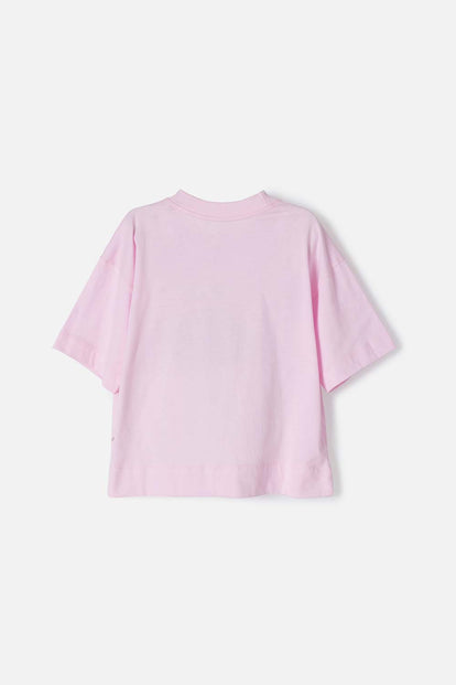 CAMISETA DE STITCH MANGA CORTA ROSADA PARA NIÑA
