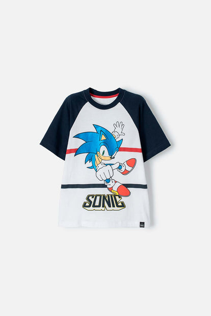 CAMISETA DE SONIC MANGA CORTA AZUL PARA NIÑO