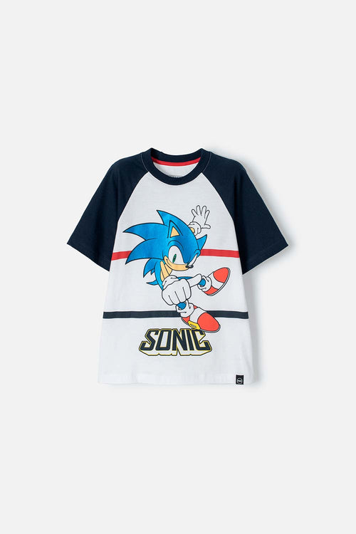 CAMISETA DE SONIC MANGA CORTA AZUL PARA NIÑO