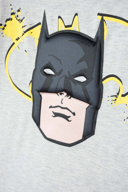 CAMISETA DE BATMAN MANGA CORTA GRIS JASPE PARA NIÑO