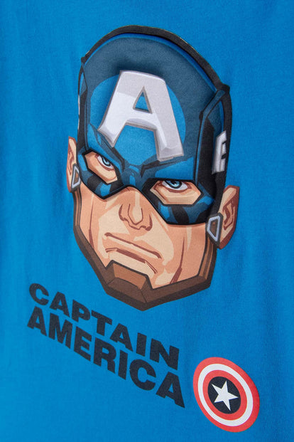 CAMISETA DEL CAPITAN AMERICA MANGA CORTA AZUL PARA NIÑO