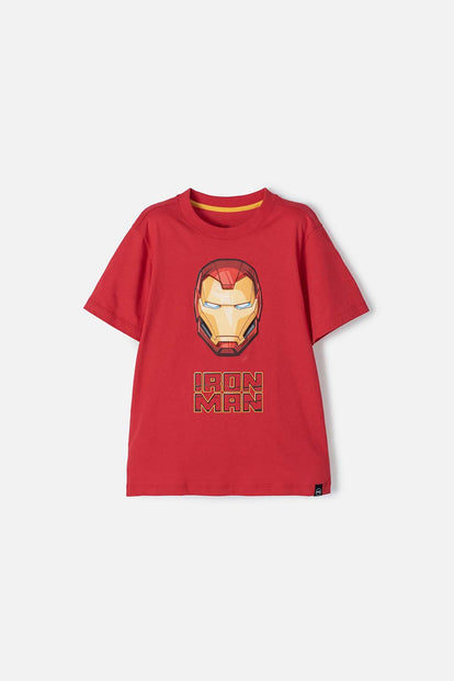 CAMISETA DE IRONMAN MANGA CORTA ROJA PARA NIÑO