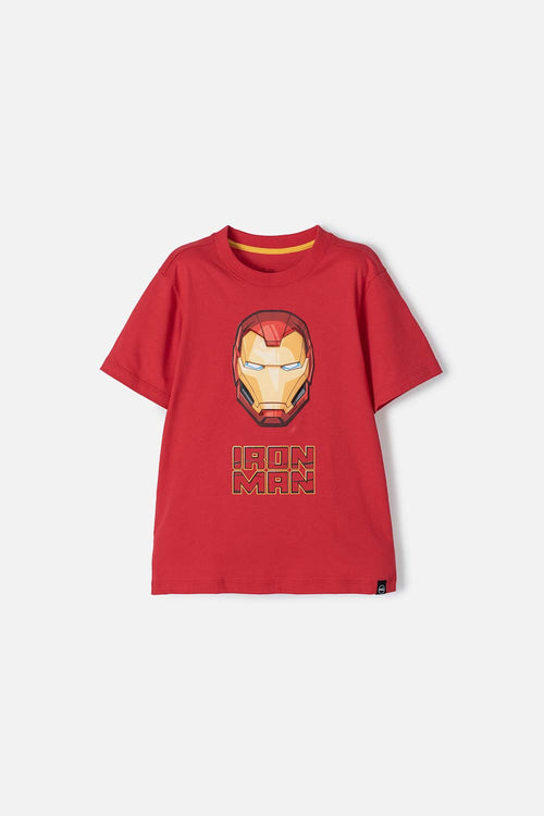 CAMISETA DE IRONMAN MANGA CORTA ROJA PARA NIÑO