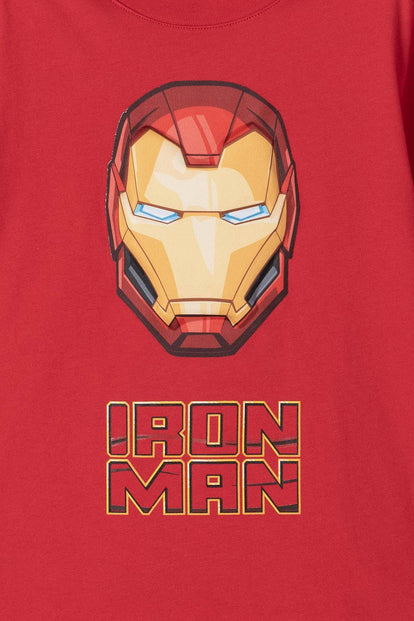 CAMISETA DE IRONMAN MANGA CORTA ROJA PARA NIÑO
