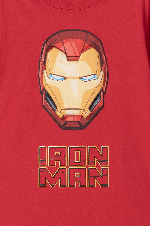 CAMISETA DE IRONMAN MANGA CORTA ROJA PARA NIÑO
