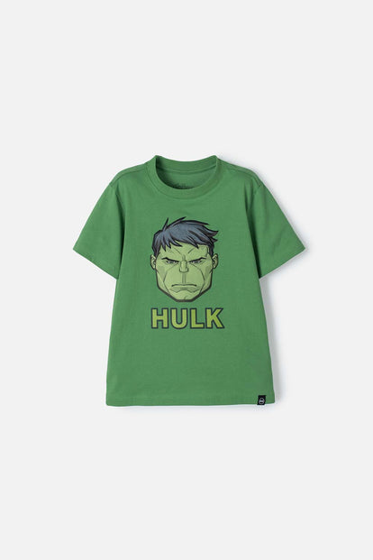 CAMISETA DE HULK MANGA CORTA VERDE PARA NIÑO