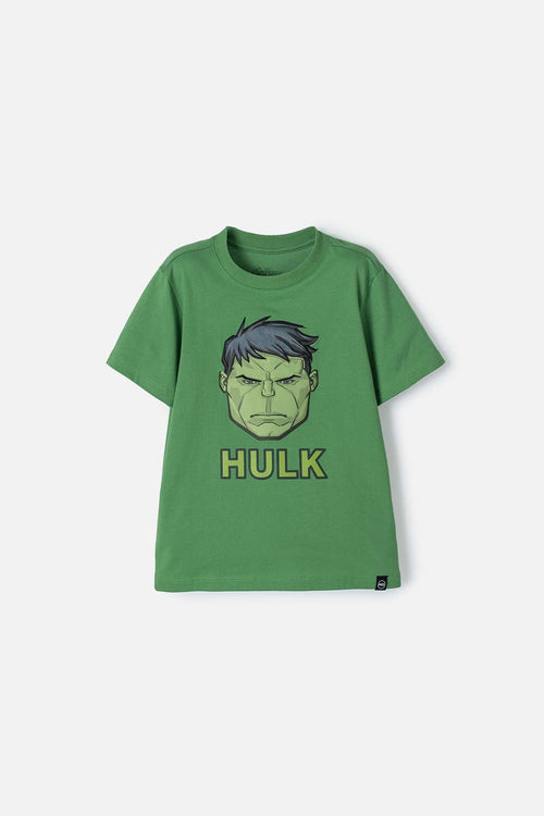 CAMISETA DE HULK MANGA CORTA VERDE PARA NIÑO