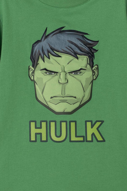 CAMISETA DE HULK MANGA CORTA VERDE PARA NIÑO