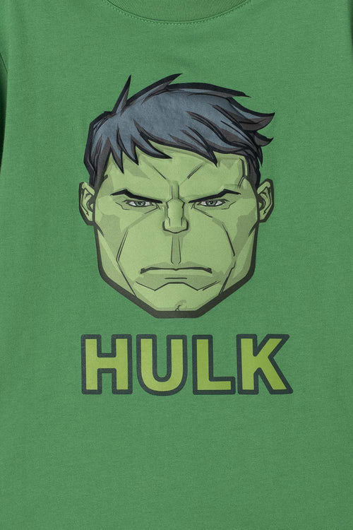 CAMISETA DE HULK MANGA CORTA VERDE PARA NIÑO