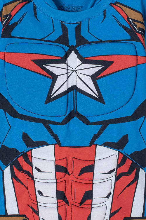 CAMISETA DEL CAPITÁN AMERICA CON CAPUCHA AZUL PARA NIÑO