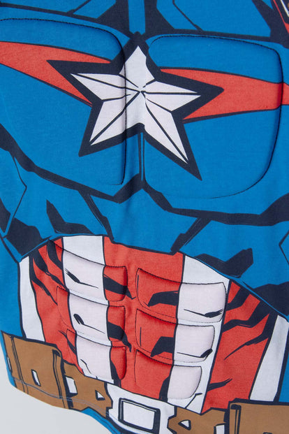 CAMISETA DEL CAPITÁN AMERICA CON CAPUCHA AZUL PARA NIÑO