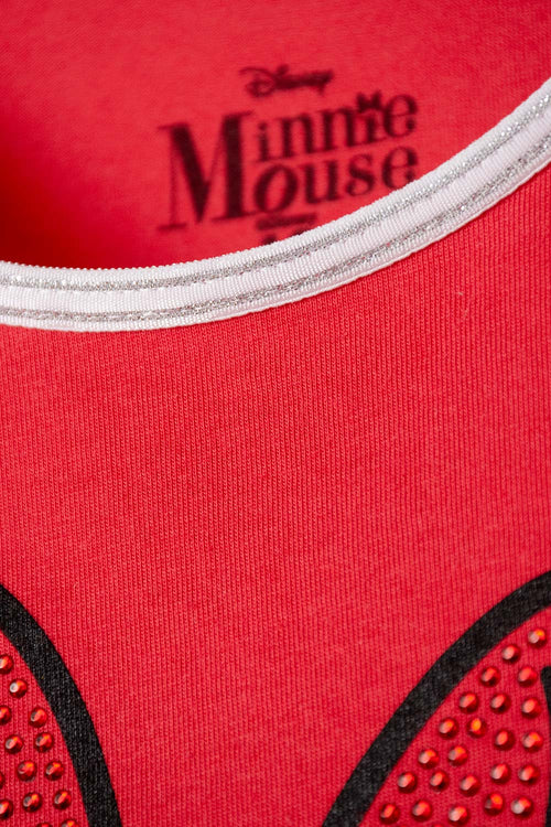 CAMISETA DE MINNIE MOUSE MANGA CORTA ROJO PARA NIÑA