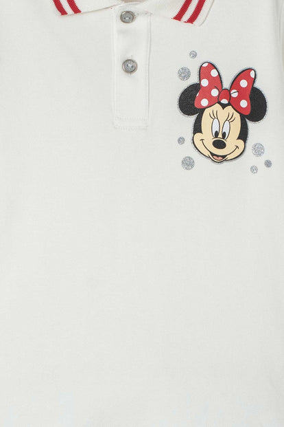 CAMISETA TIPO POLO DE MINNIE MOUSE MARFIL PARA NIÑA