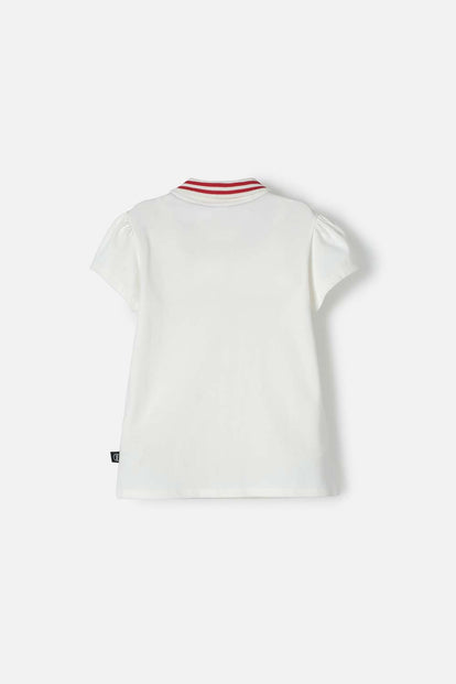 CAMISETA TIPO POLO DE MINNIE MOUSE MARFIL PARA NIÑA
