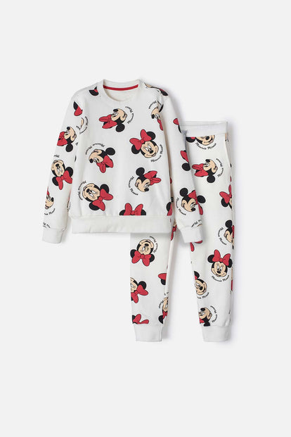 CONJUNTO DE MINNIE MOUSE CON PANTALÓN LARGO MARFIL PARA NIÑA