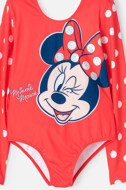 VESTIDO DE BAÑO DE MINNIE MOUSE MANGA LARGA PARA NIÑA