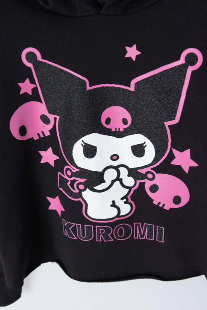 BUZO DE KUROMI NEGRO CON CAPUCHA PARA NIÑA