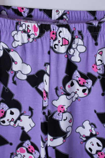 PIJAMA DE KUROMI LILA Y NEGRA CON PANTALÓN LARGO PARA NIÑA