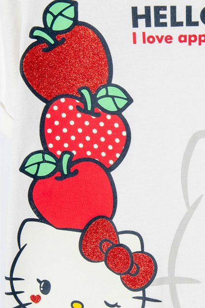 CAMISETA DE HELLO KITTY MANGA CORTA MARFIL PARA NIÑA