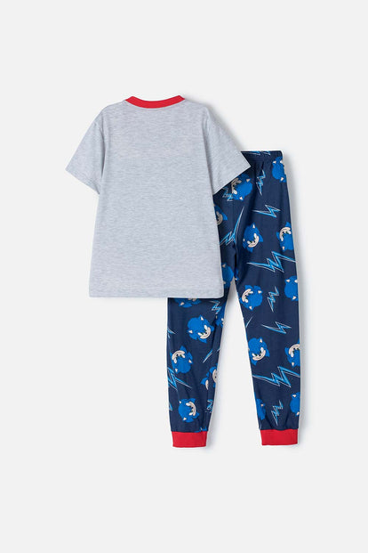 PIJAMA DE SONIC GRIS, AZUL Y ROJA DE PANTALÓN LARGO PARA NIÑO