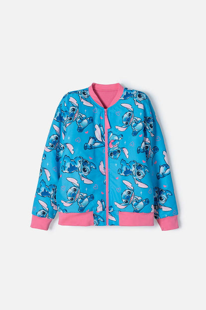 CHAQUETA DE STITCH CON CIERRE AZUL PARA NIÑA
