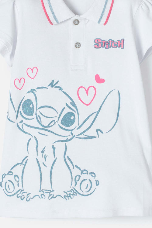 Card slide image -  CAMISETA STITCH TIPO POLO BLANCO PARA NIÑA