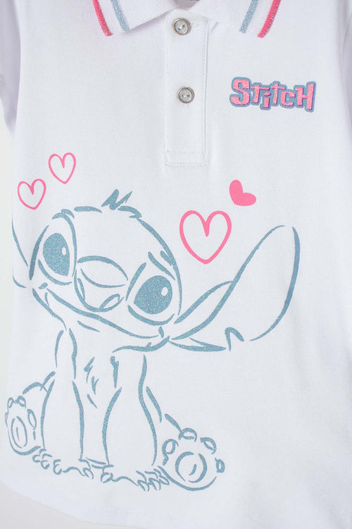 Card slide image -  CAMISETA STITCH TIPO POLO BLANCO PARA NIÑA