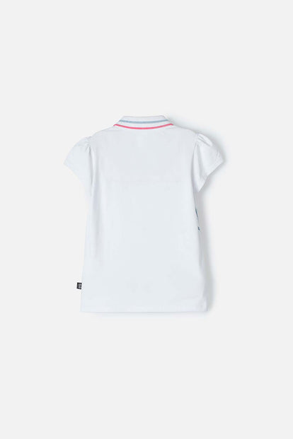 CAMISETA TIPO POLO DE STITCH BLANCO PARA NIÑA