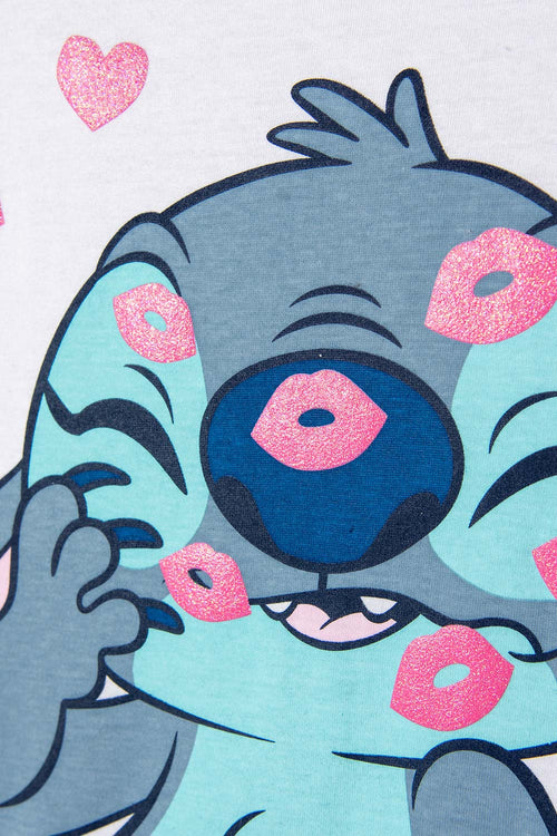 Card slide image -  PIJAMA DE STITCH BLANCA DE PANTALÓN LARGO PARA NIÑA