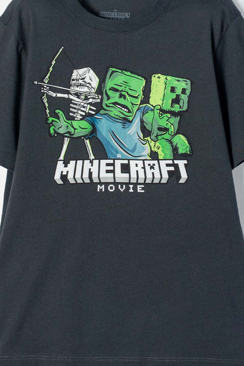 CAMISETA DE MINECRAFT MANGA CORTA GRIS PARA NIÑO
