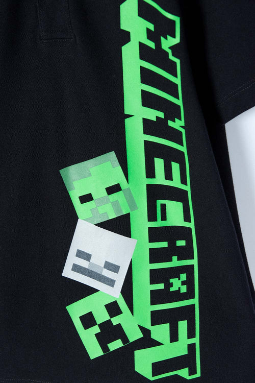 Card slide image -  CAMISETA TIPO POLO MINECRAFT NEGRA PARA NIÑO