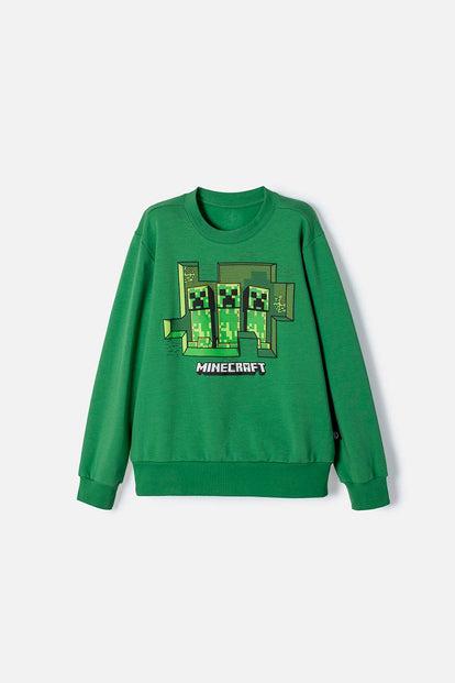  BUZO DE MINECRAFT CERRADO VERDE PARA NIÑO
