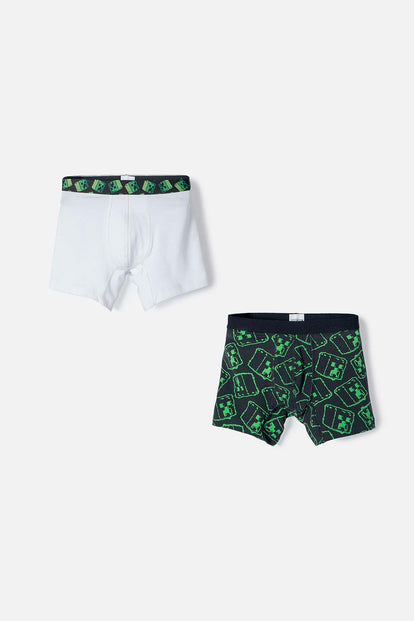 PACK X2 BOXER DE MINECRAFT NEGRO Y BLANCO PARA NIÑO