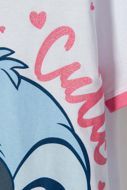 CAMISETA DE STITCH BLANCA ESTAMPADA EN FRENTE PARA NIÑA