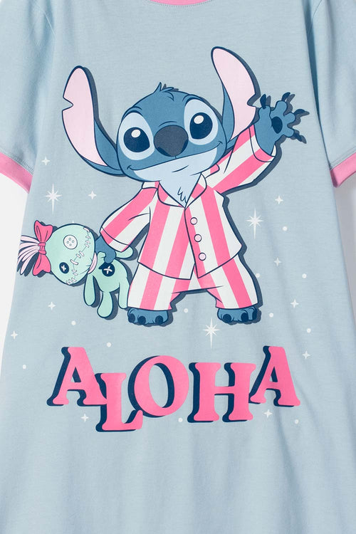Card slide image -  PIJAMA DE STITCH AZUL TIPO BATOLA PARA NIÑA