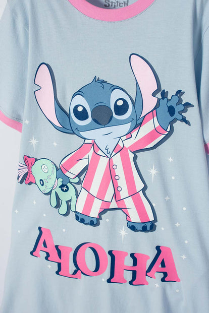 PIJAMA DE STITCH AZUL TIPO BATOLA PARA NIÑA