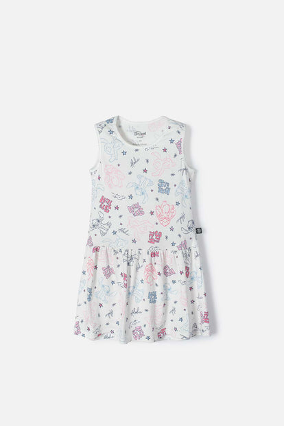  VESTIDO DE STITCH MANGA SIZA MARFIL PARA NIÑA