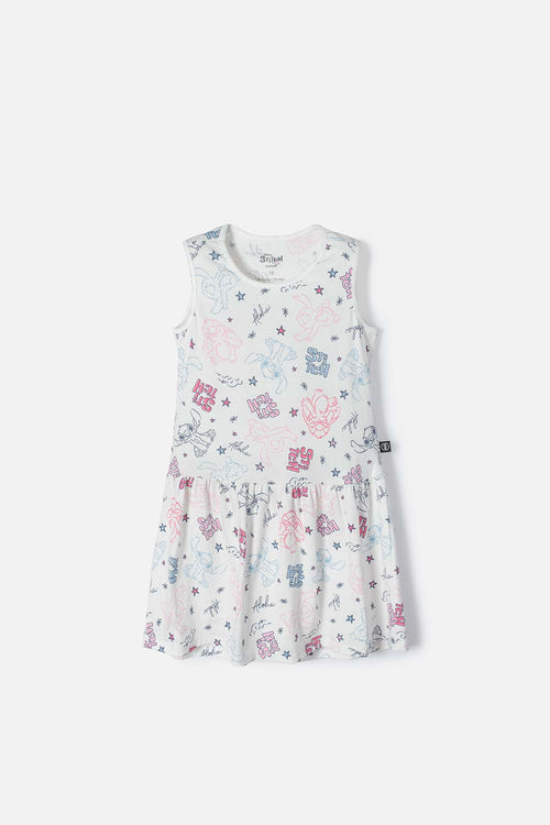 VESTIDO DE STITCH MANGA SIZA MARFIL PARA NIÑA