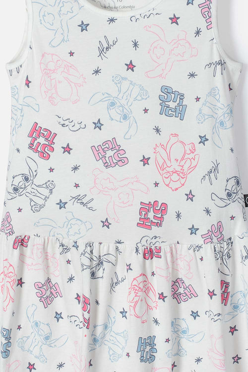 VESTIDO DE STITCH MANGA SIZA MARFIL PARA NIÑA