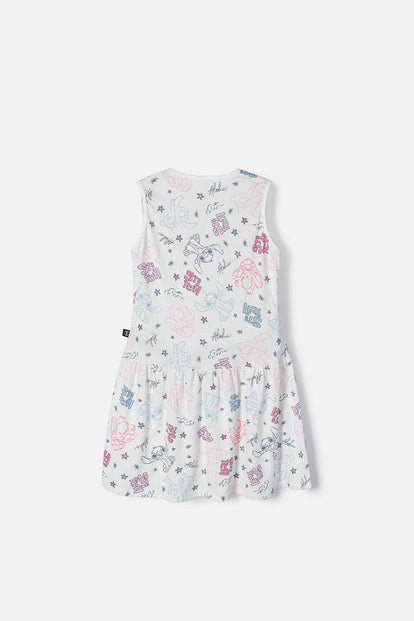 VESTIDO DE STITCH MANGA SIZA MARFIL PARA NIÑA