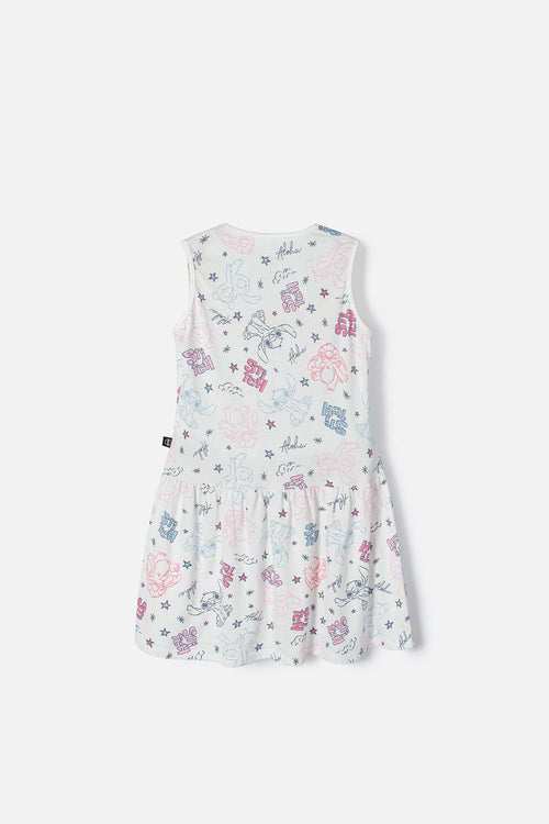 VESTIDO DE STITCH MANGA SIZA MARFIL PARA NIÑA