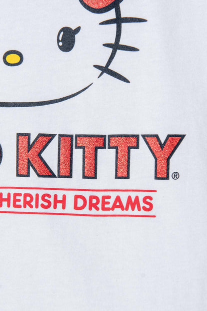 CAMISETA DE HELLO KITTY MANGA CORTA BLANCA PARA NIÑA