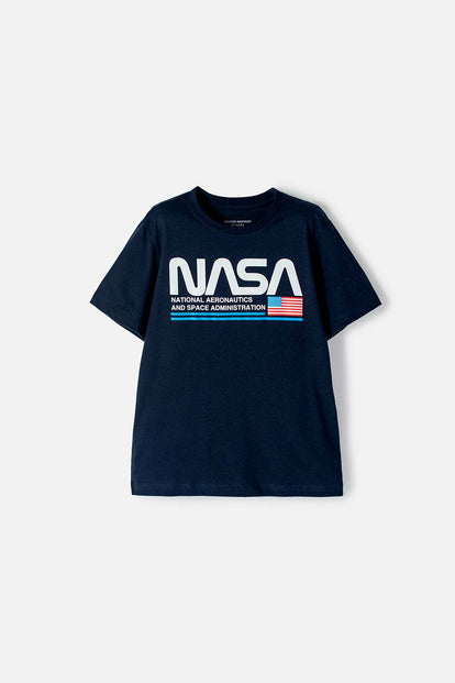 CAMISETA NASA MANGA CORTA AZUL PARA NIÑO