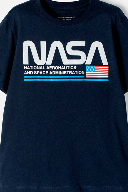 CAMISETA NASA MANGA CORTA AZUL PARA NIÑO