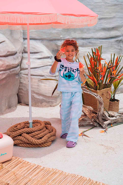 CONJUNTO DE STITCH PANTALÓN AMPLIO AZUL PARA NIÑA