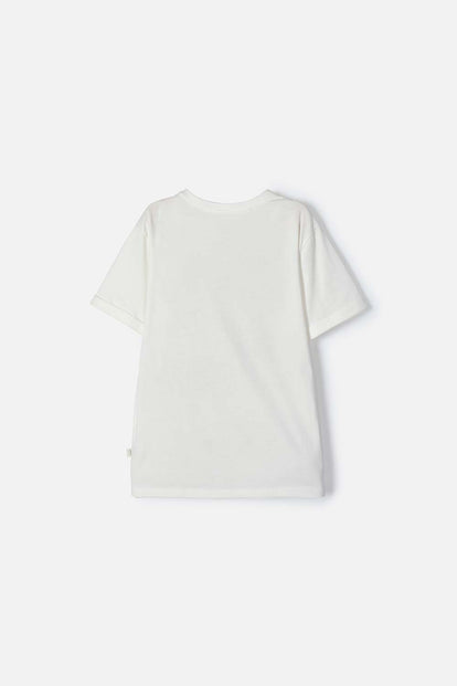 CAMISETA DE MINNIE MOUSE MARFIL MANGA CORTA PARA NIÑA