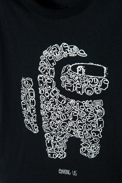 CAMISETA DE AMONG US MANGA CORTA NEGRO PARA NIÑO